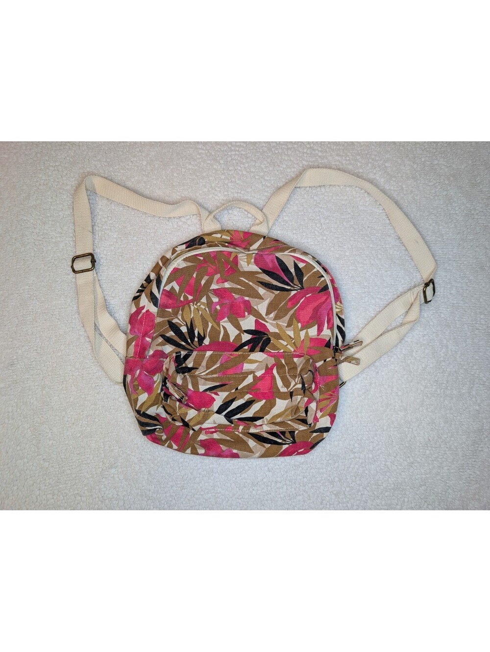 Billabong Pink Tropical Canvas Small Backpack Adjustable Strap School Beach